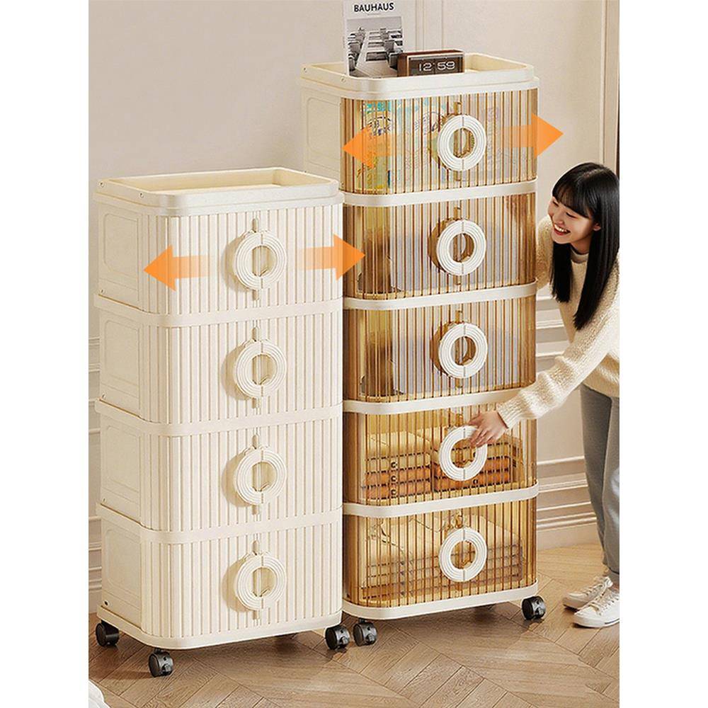 抽屉式推拉门收纳柜多层夹缝置物柜卫生间家用客厅书桌储物床头柜