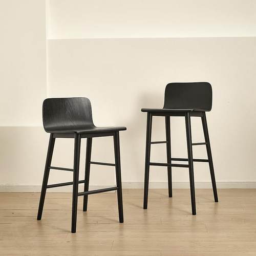 新款现代简约酒吧椅实木靠背吧凳北欧实木酒吧椅丹麦设计师吧台椅