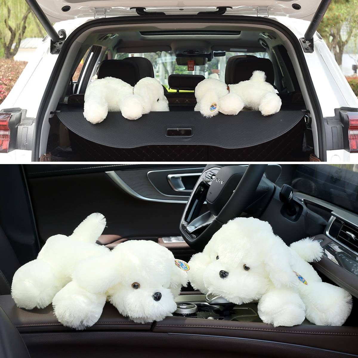 可爱趴趴狗车载后窗装饰品公仔汽车内饰品摆件汽车竹炭包去味碳包