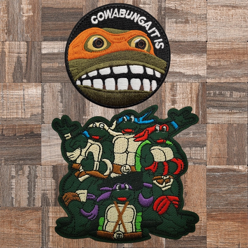 忍者神龟刺绣魔术贴徽章小乌龟动漫士气章军迷臂章战术背包贴布贴