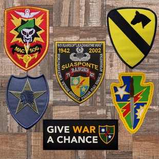 美国游骑兵臂章驻越顾问刺绣魔术贴徽章骑兵胸章战术背包贴士气章