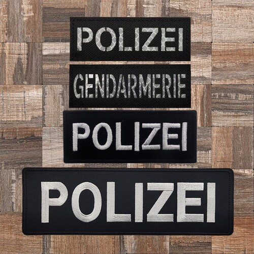 德国POLIZEI英文字母战术背心魔术贴章 宪兵臂章胸条反光识别徽章