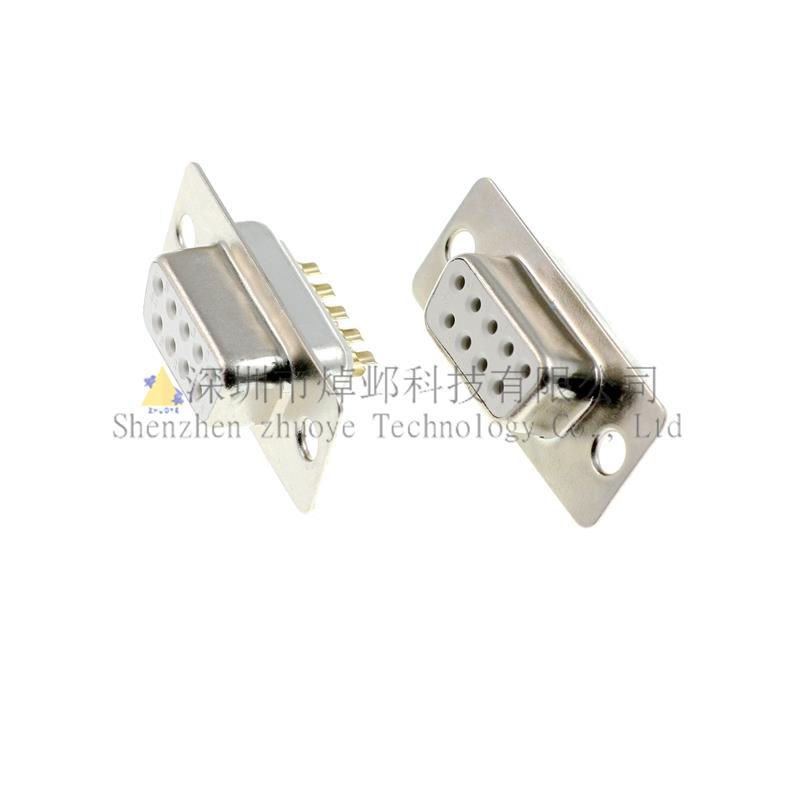 10个 焊线式 DB9母头 RS232头 串口插头连接器 9孔接线 DP9 白胶