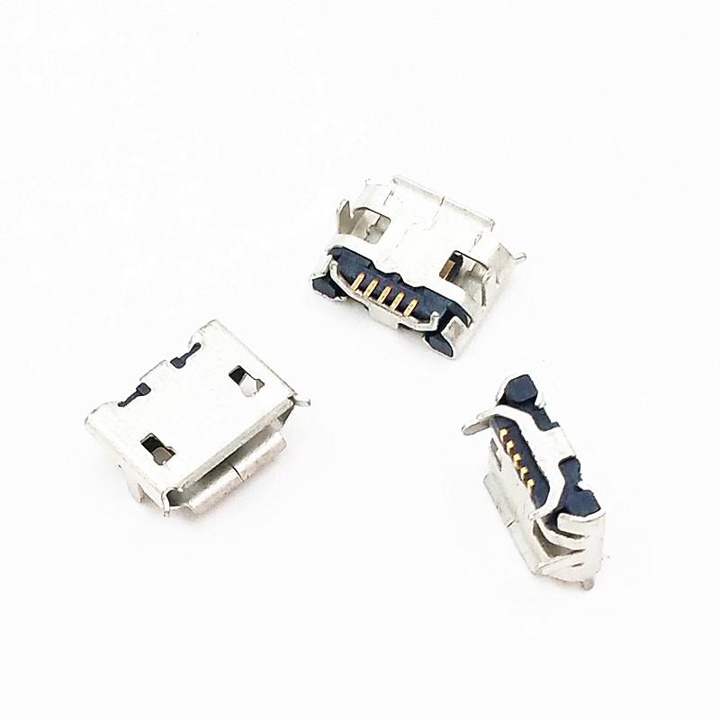 编带 micro usb 5pin 5针 四脚插板插座 迈克牛角母座 USB 插座