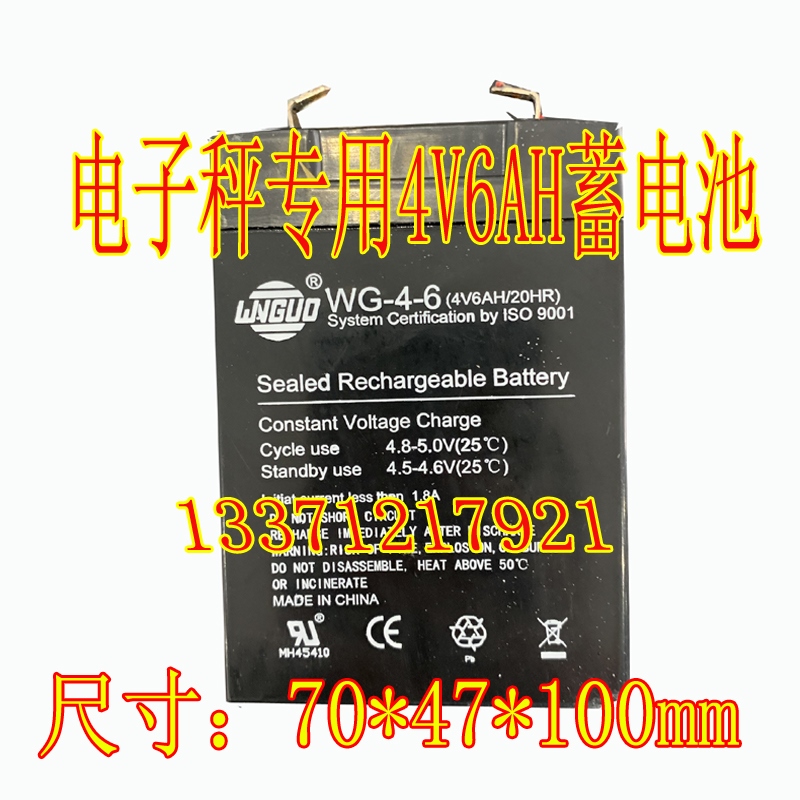 电子秤电瓶4V6AH蓄电池折叠秤磅秤钓鱼灯探照灯台灯渔具手电筒用