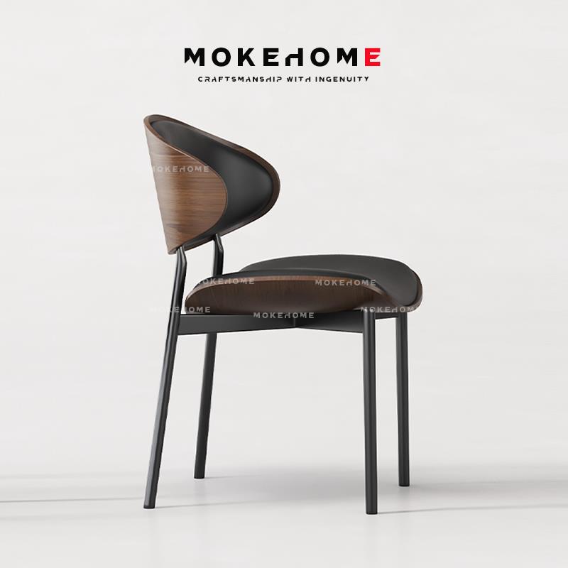 北欧轻奢设计师餐椅现代简约家用书房椅意式原木靠背椅子咖啡椅