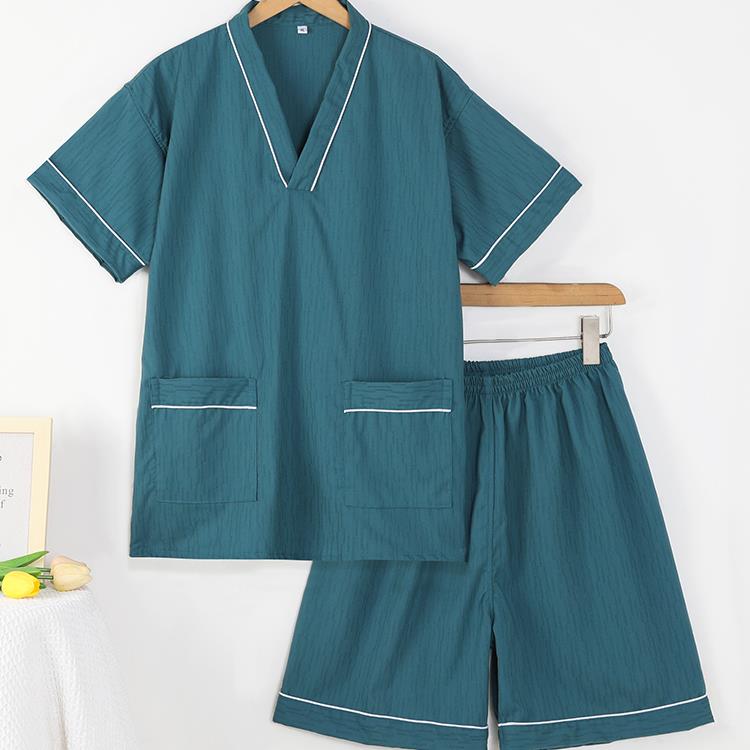 2025新款汗蒸服男款纯棉纯色时尚洗浴弹力足疗按摩服桑拿服女睡衣