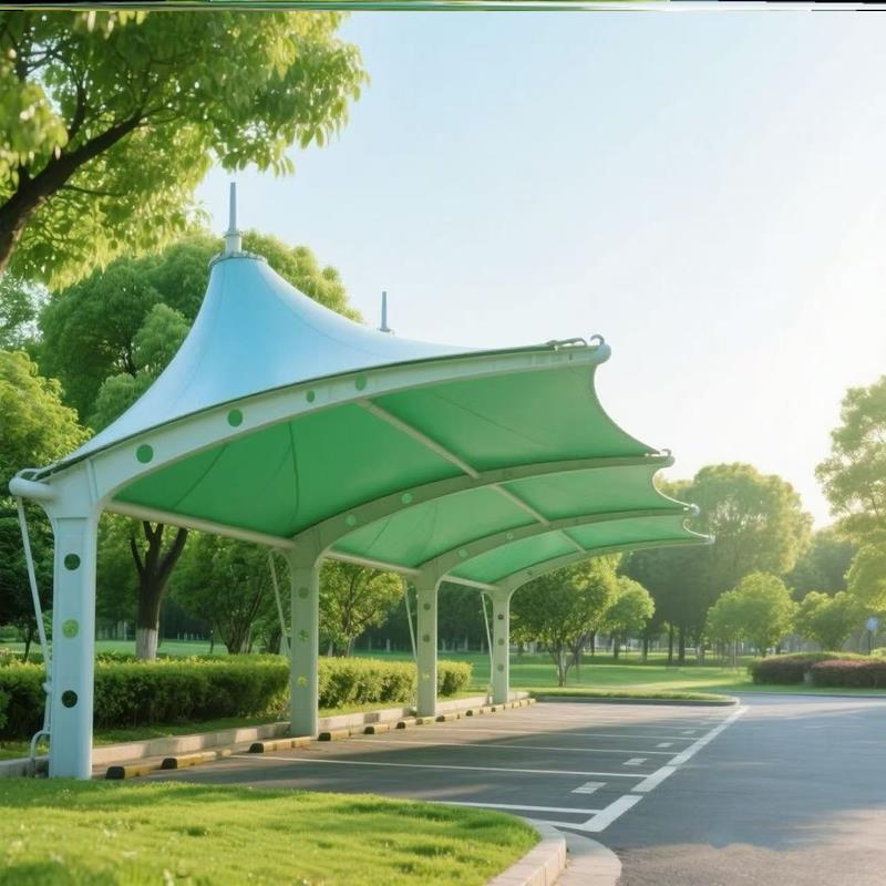 膜结构车棚停车棚社区电动车汽车户外充电桩张拉膜景观棚遮阳雨棚