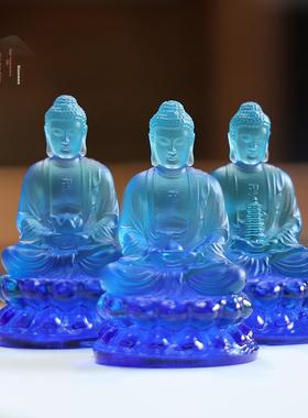 琉璃三宝佛随身佛车摆文玩迷你实心手把件桌面招财开运创意礼物