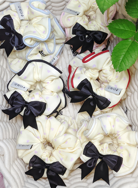 见甜则喜 原创手作韩系奶黄色小众设计感大肠发圈蝴蝶结扎发头绳