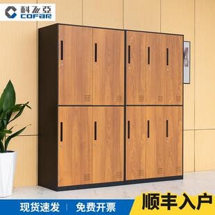 科飞亚钢制更衣柜健身房用储物铁柜 简约现代风格深樱桃木纹存包