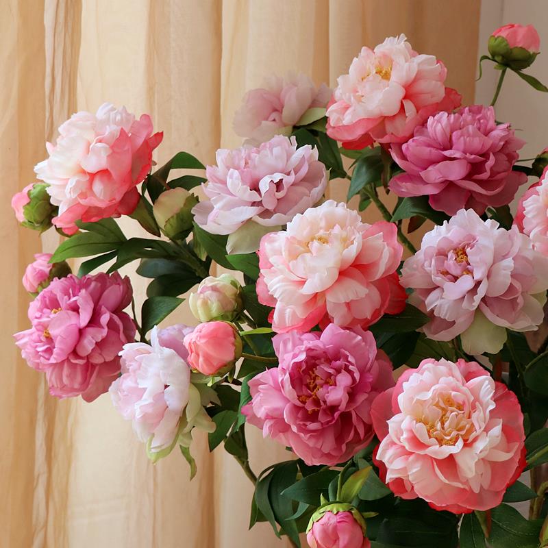 芍药牡丹仿真花束客厅餐厅国风中式装饰摆设花艺插花道具假花