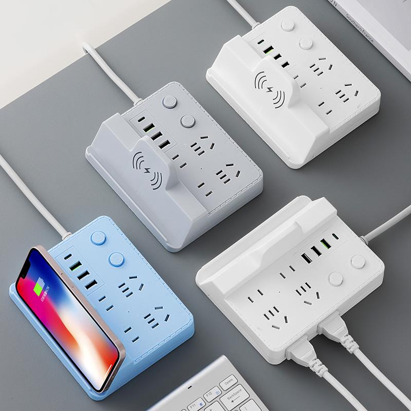 多功能排插创意手机无线充电支架魔方USB插座家用立式拖接插线板