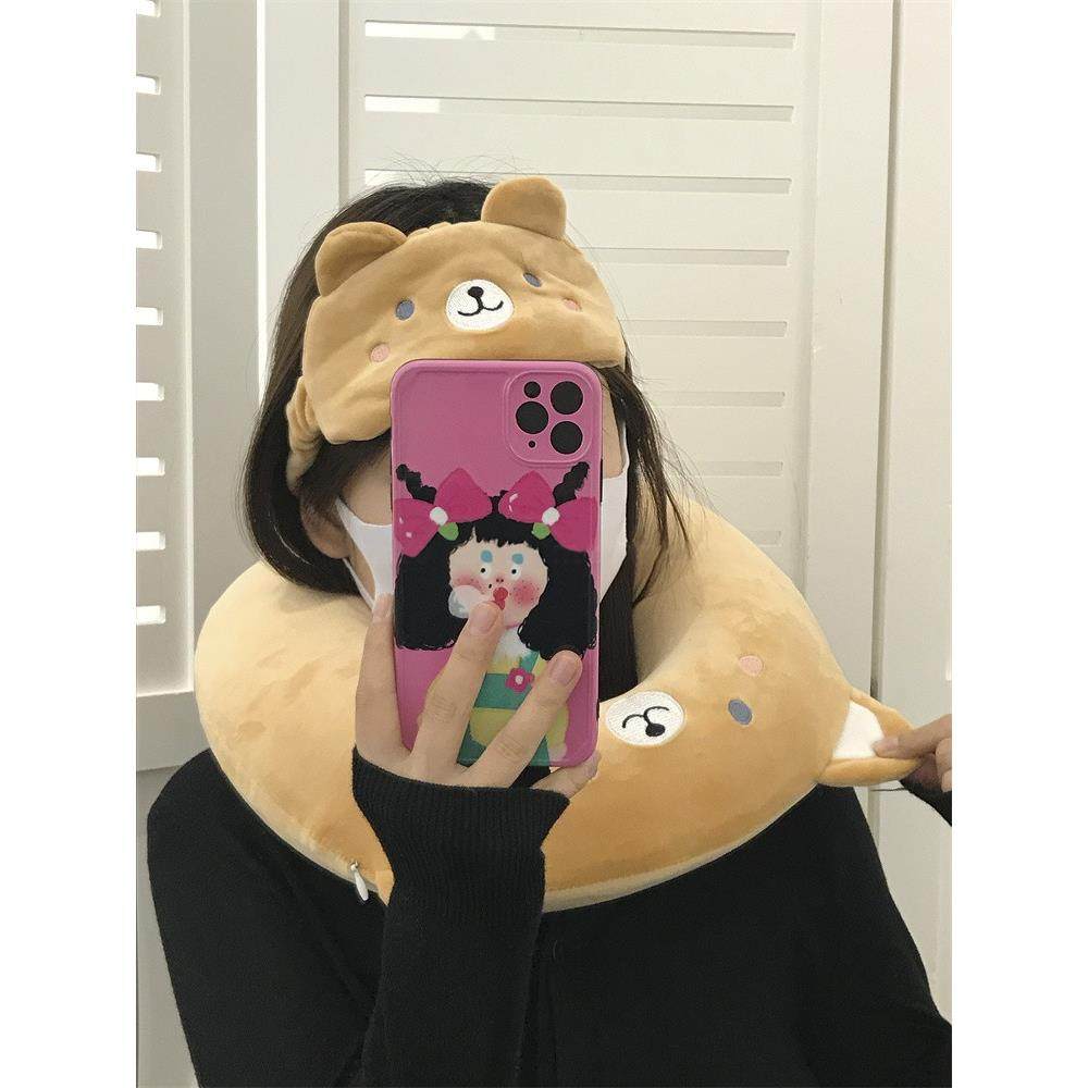 可爱U型枕靠枕眼罩套装午睡觉护颈枕办公室午休神器2025新款车载