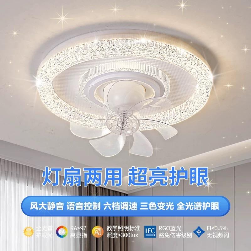 摇头风扇灯2025年新款现代简约儿童房灯扇一体超薄主卧室吸顶灯
