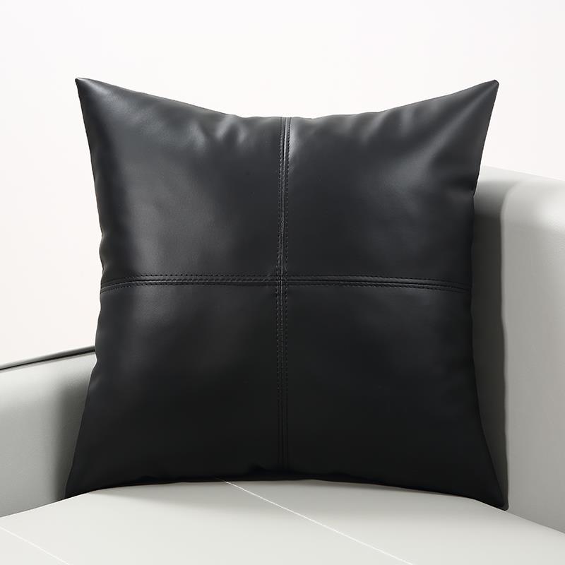 北欧风皮抱枕靠枕现代真皮沙发腰靠垫办公室仿真皮轻奢大靠背透气
