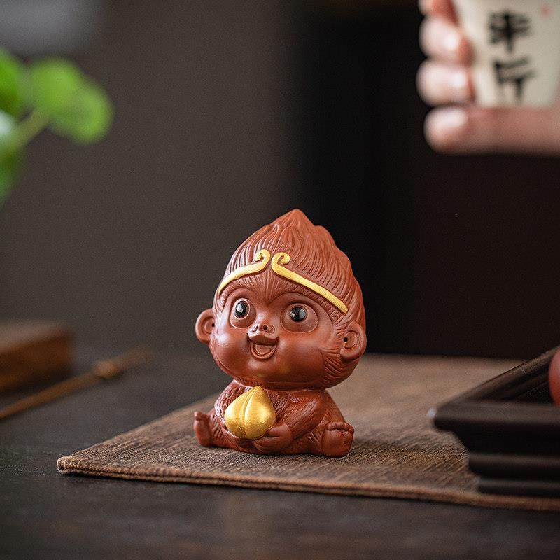 紫砂灵猴献桃茶宠摆件创意生肖茶玩茶桌茶台装饰品可爱小猴子盖置,餐饮具,茶宠摆件,淘宝优惠券,粉丝福利购,淘宝优惠卷