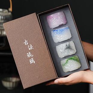 淄博博山陶瓷琉璃大观园2025新款高端琉璃品茗杯主人杯茶杯礼盒装