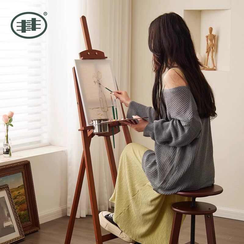 双丰实木画架 美术生专用可携式儿童画架 素描水彩用初学者组合