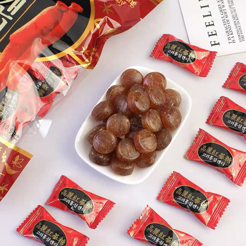正品雄鹰牌高丽红参糖300g袋装滋养润喉糖韩式进口休闲食品含参粉