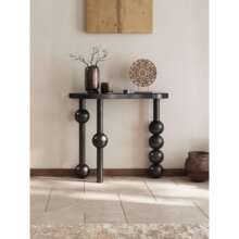 姹寂风弧形黑色窄玄关桌入户门厅玄关台创意实木靠墙长条几条案桌