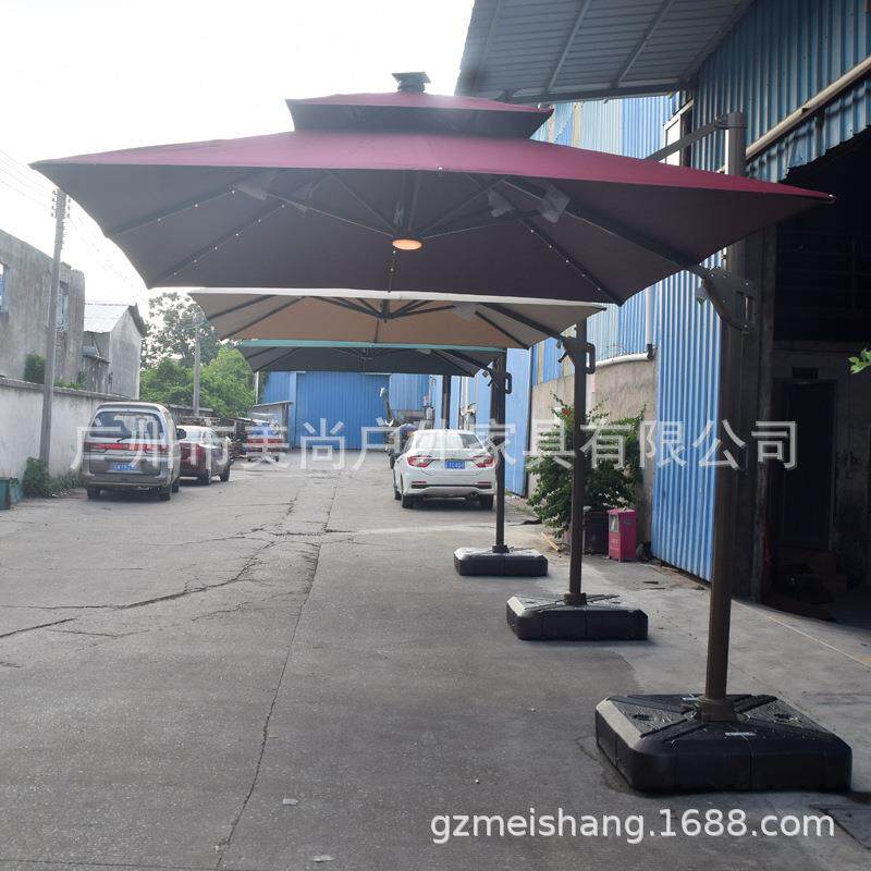 户外遮阳伞带太阳能LED灯配水箱适用别墅花园旅游景区休闲伞