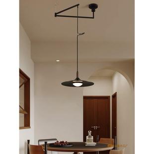 黑色摇臂餐厅吊灯飞碟吊灯日式移位设计师复古创意餐桌饭桌灯