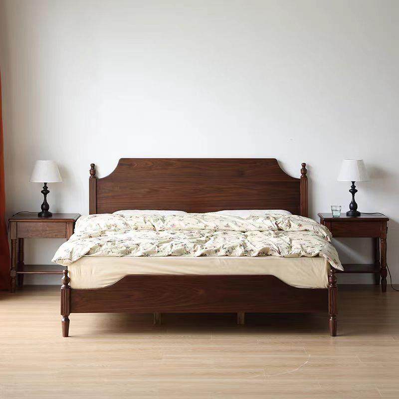 北美黑胡桃木床实木双人床美式复古风1.8米1.5法式床中古主卧家具