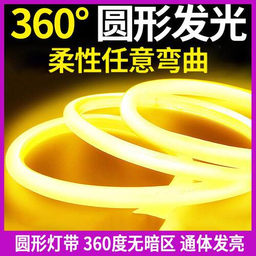 12vled圆形360度发光柔性霓虹灯高亮户外亮化装饰防水220v软管灯