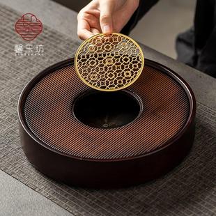 家用圆形泡茶台养壶垫功夫茶具茶海小型干泡盘 竹制储水茶盘新中式
