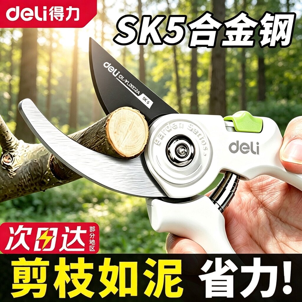 得力修枝剪园林粗枝剪刀居家花艺图片