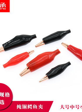 福禄克纯铜鳄鱼夹电夹子测试夹电源夹护套实验夹红色黑色大号中号