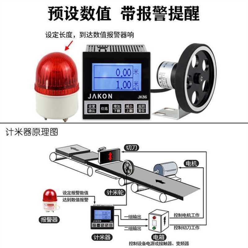 高精度计米器滚轮式中文智能记米器jk86米数计数器编码器控制码表