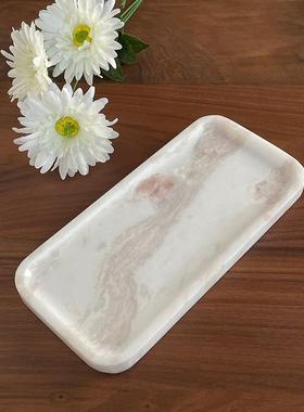天然大理石粉红色托盘浴室水槽香薰珠宝存储托盘高端装饰饰品