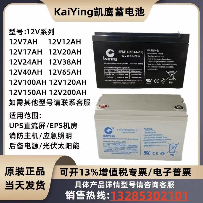 凯鹰蓄电池6FM24 KS24-12V5A7A14A17A24A38A65A100AH消防主机电源