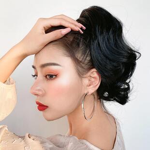 假发隐形抓夹式短卷马尾女 短卷发假马尾辫 大波浪逼真短假发片