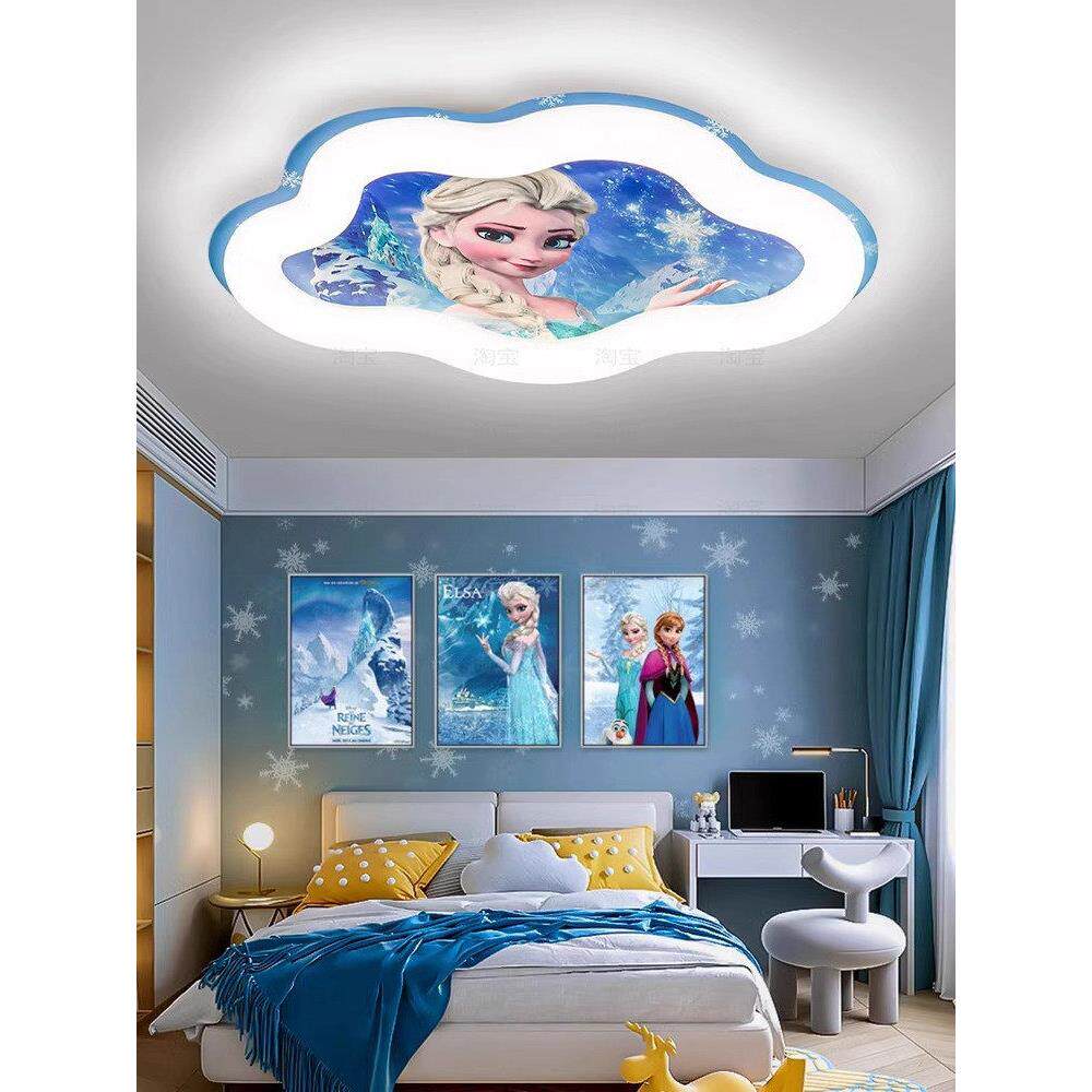 爱莎公主房灯创意冰雪奇缘儿童卧室灯具女孩卡通温馨水晶吸顶吊灯