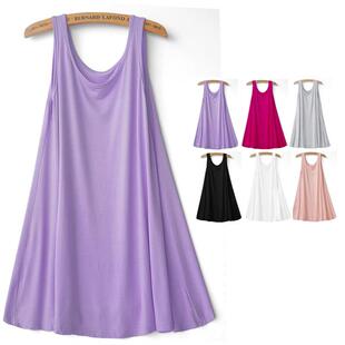 睡裙女吊带背心无袖T恤睡衣胖美眉洋装宽肩大尺码夏季莫代尔外穿