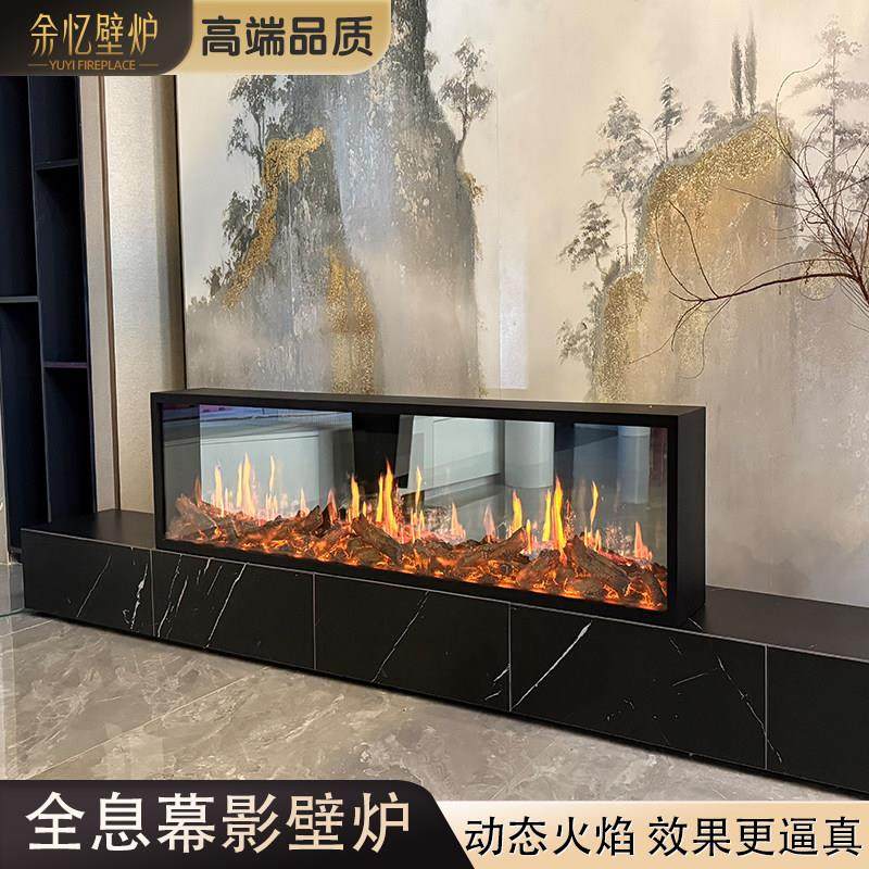 全息幕影壁炉仿真火嵌入式法式超薄装饰柜电视柜电子室内高端定制