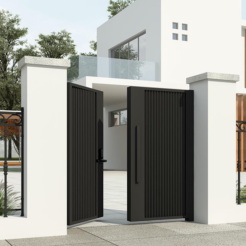 入户栅栏单农村铁艺庭院门铝艺定制院墙双开门大门不锈钢百叶别墅