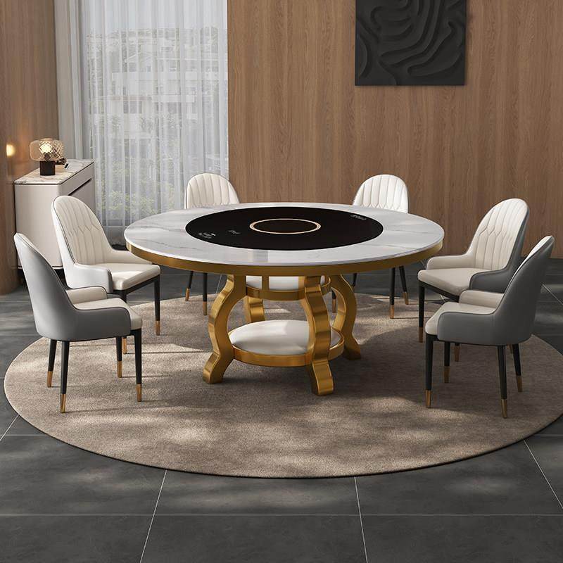 岩板餐桌椅现代多功能圆形简约餐桌内嵌式转盘电磁炉火锅岩板餐桌,住宅家具,岩板餐桌,淘宝优惠券,粉丝福利购,淘宝优惠卷