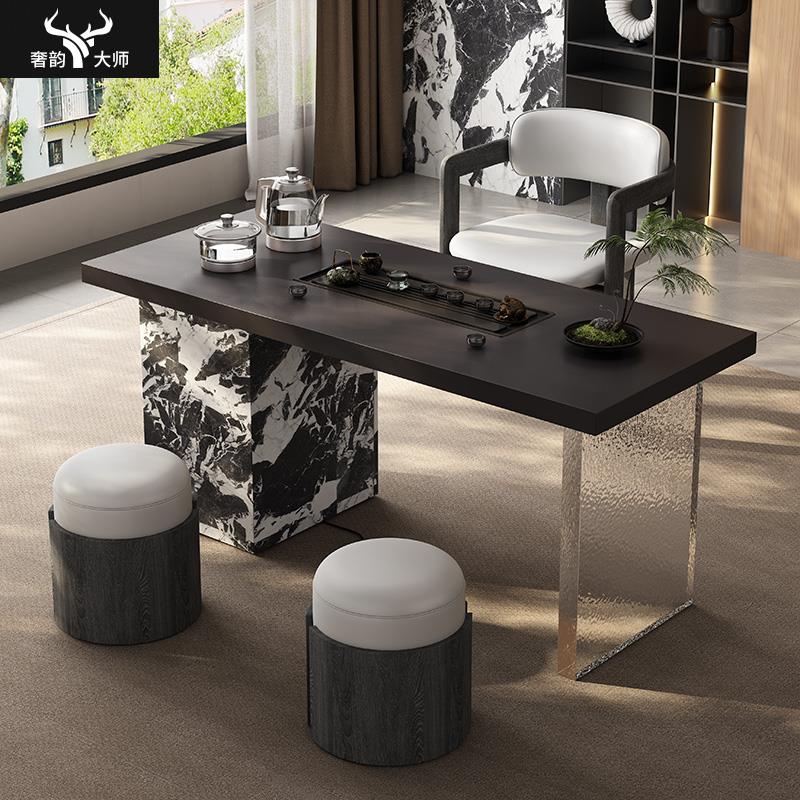 阳台茶桌椅组合现代高级感意式极简客厅家用茶几桌小型岩板泡茶台