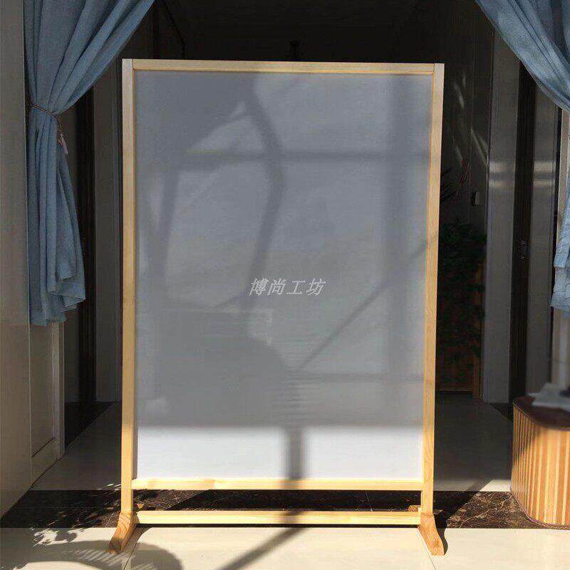 包邮实木框布艺屏风简易环保乔其纱座屏客厅隔断中式艺术纱屏玄关