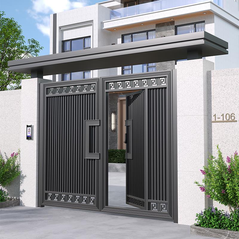 新中式铝合金大门小区花园院子门农村自建房大门铝艺别墅庭院大门