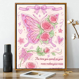 蝴蝶diy数字油画填充涂色手工绘高级感唯美治愈系解压油彩装饰画