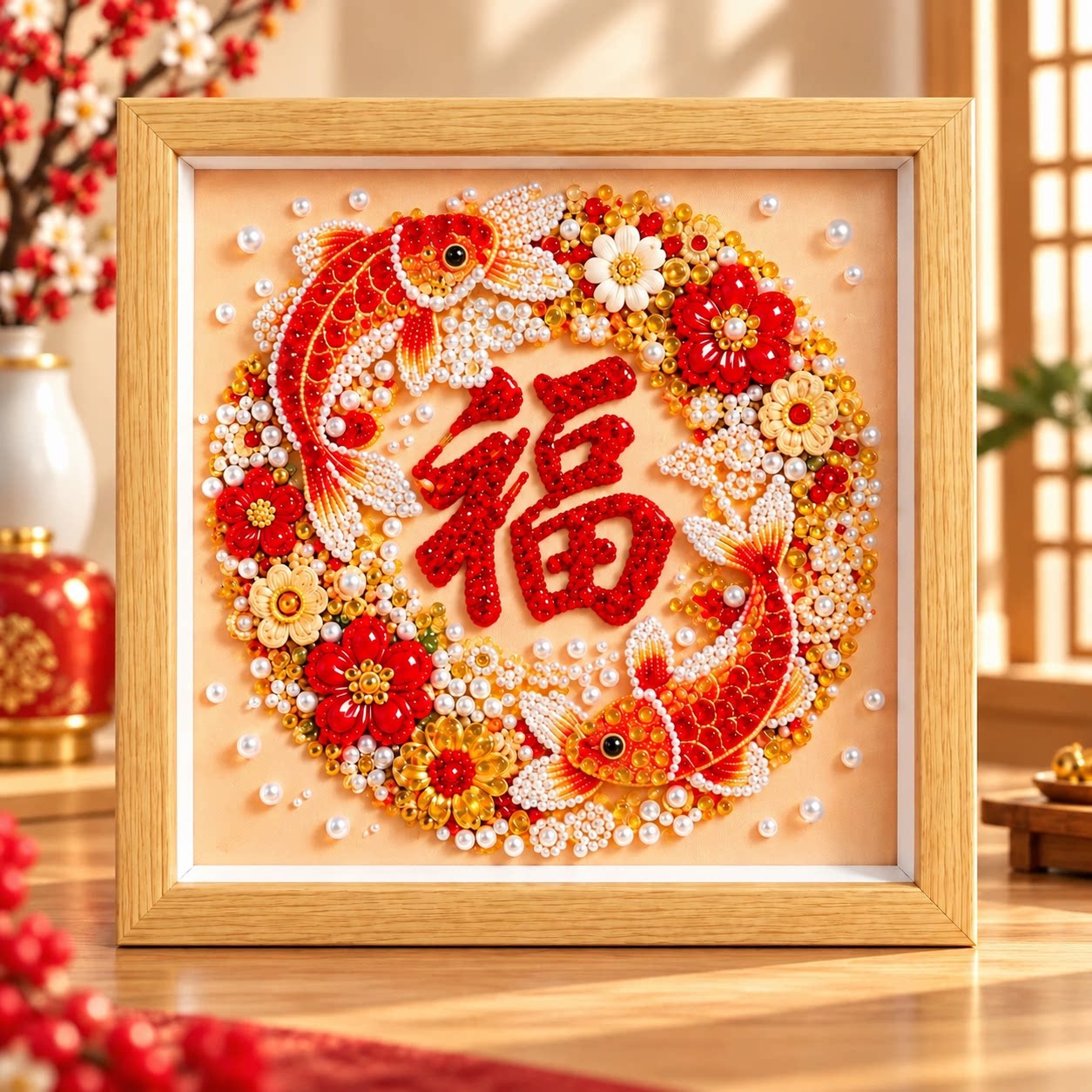 锦鲤吉祥珍珠画手工diy钻石画