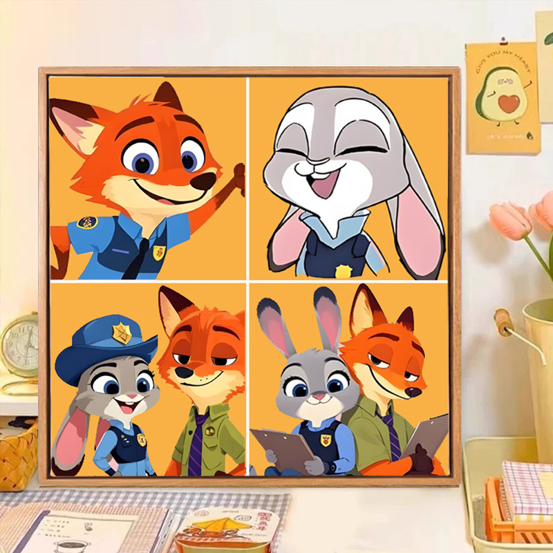 疯狂动物城儿童数字油画diy画画