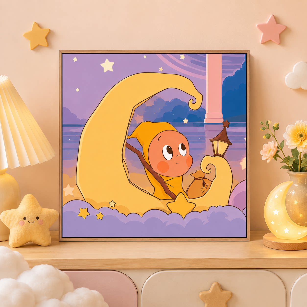 可爱星星人diy数字油画填充涂色图片