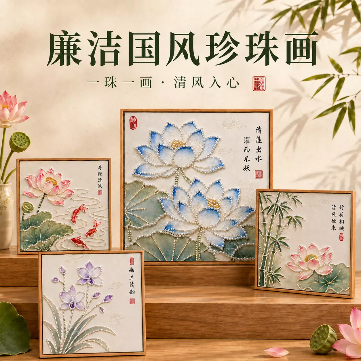 廉洁diy珍珠画手工粘贴材料包
