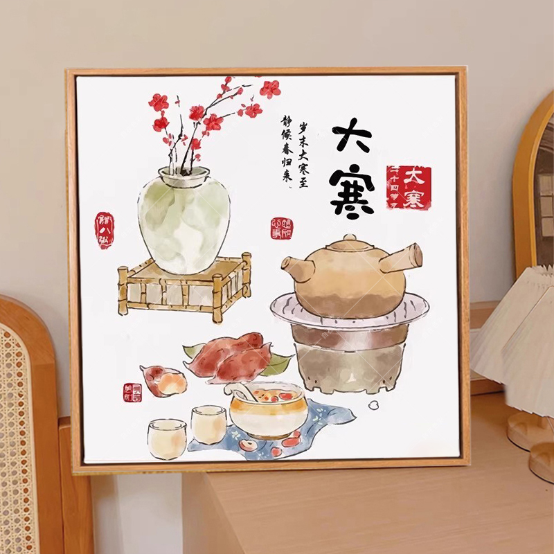 二十四节气数字油画diy新中式手工绘丙烯填充填涂色油彩装饰挂画